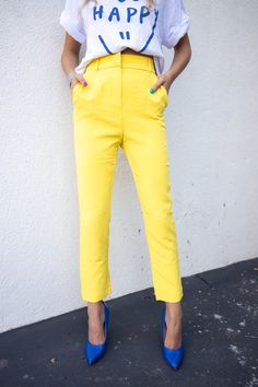 Seize the Day in our sunny yellow trouser pants. They have a removable belt buckle and a ankle crop. Seen paired with the Be Happy Tee and the Royal Blue heels. The best part? They have pockets! True to size. Model is 5'7 wearing size small. Kristin is 5'9 wearing size large and she typically wears a large. 97%Polyester 3% Spandex Seen styled with: Flower Power Sweater https://www.aspynandivy.com/products/green-flower-sweater?_pos=2&_sid=0ac68ffa4&_ss=r *Everything Measured in Inches Waist: Leng Trendy Pants With Belt Loops For Day Out, High-waisted Dress Pants With Belt Loops For Summer, Yellow Straight Pants With Pockets, Chic Yellow Bottoms For Spring, Chic Yellow Spring Bottoms, Trendy Spring Dress Pants With Belt Loops, Day Out High-waisted Pants With Belt Loops, High-waisted Pants With Belt Loops For Day Out, Trendy Yellow Pants With Pockets