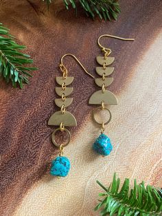 18k gold plated, nickel free earrings with turquoise and brass. Nickel-free 14k Gold-filled Gold-tone Jewelry, Nickel-free Gold-plated Bronze Jewelry, Gold-tone Nickel Free 14k Gold Filled Jewelry, Nickel-free Gold Plated Bronze Jewelry, Turquoise 14k Gold Filled Bohemian Earrings, Turquoise Bohemian 14k Gold-filled Earrings, Bohemian Turquoise 14k Gold-filled Earrings, Bohemian Turquoise 14k Gold Filled Earrings, Turquoise Gold Bohemian Earrings