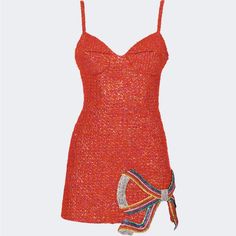 Area Nyc Crystal Bow Mini Dress In Red Tweed. No Size Tag But Fits A 0/2. From Their Spring 2023 Collection. Retails At $1595. Gorgeous Crystal Bow On Left Thigh When On. The Tweed Has Multicolored Sparkles And Is Predominantly Red. No Flaws. Worn Once. Features Pointed Breast Padding For A Very Madonna/ Bullet Bra Look. Super Modern And Flirty! Area Nyc, Bow Mini Dress, Bullet Bra, Bow Dress, 2023 Collection, Dress Mini, Spring 2023, Fancy Dresses, Dress With Bow