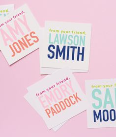 four different types of cards with the words from your friend and lawn smith on them