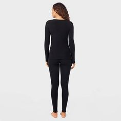 Warm Essentials by Cuddl Duds Women's Textured Fleece Thermal V-Neck Top - Black S, Size: Small Grid Texture, Layered Fits, Womens Thermal, Cuddl Duds, Unique Fabric, Thermal Long Sleeve, Knitting Women Sweater, Turtle Neck Top, Active Women