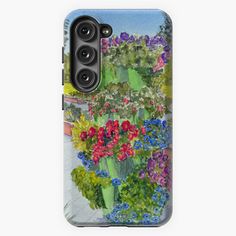 a phone case with colorful flowers on the front and back cover for samsung s10