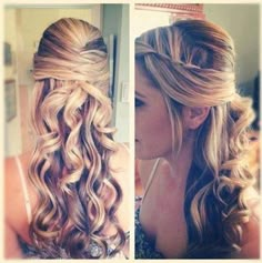 it's so nice with a long hair! you can find the way to make a beautiful hair in vnstyles.net Fancy Hairstyles, Wedding Hairstyles For Long Hair, Long Hairstyles, Wedding Hair And Makeup, Homecoming Hairstyles, Half Up