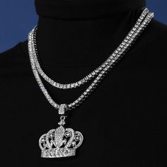 18" Chain And 20" Chain W/ Pendant - Real Silver-Plated - High Quality Will Not Tarnish! Long Lasting! - Comes With Chain + Pendant - Unisex Diamond White Pendant Necklace With Silver Chain, Silver Iced Out Round Pendant Necklace, White Gold Iced Out Crystal Necklaces, Iced Out White Gold Crystal Necklaces, Iced Out Silver Round Pendant Necklace, Iced Out White Gold Crystal Necklace, Iced Out Cubic Zirconia Round Pendant Necklaces, Silver Iced Out Pendant Necklace, Iced Out Cubic Zirconia Round Pendant Necklace