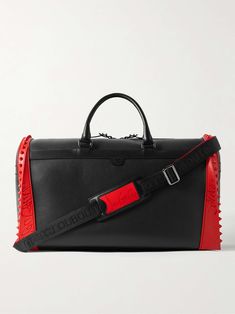 Shop CHRISTIAN LOUBOUTIN Sneakender Studded Rubber-Trimmed Full-Grain Leather Weekend Bag, Explore the latest in-season CHRISTIAN LOUBOUTIN collection today on MR PORTER Christian Louboutin Logo, Change Inspiration, Louboutin Collection, Leather Wash Bag, Louboutin Bags, Leather Weekender Bag, Leather Camera Bag, Latest Bags, Black Leather Backpack