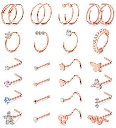 PRICES MAY VARY. 💕NOSE HOOP STUD SET💕Our Stylish Nose Rings Hoops And Nose Rings Studs Come In A Variety Of Designs And Different Colors.28 Pieces In Different Styles And 3 Colors To Choose From: Gold Tone, Silver Tone, And Rose Gold Tone. The Different Styles Of Nose Piercings Will Match Perfectly With Your Various Outfits. 🍨STANDARD SIZE🍨Stainless Steel Nose Ring Hoop 20g (0.8mm); Nose Ring Inner Diameter: 8mm (5/16"), Nose Ring Stud 20g (0.8mm), Rod Length: 7mm.These Nose Ring Jewelry Fit Nose Rings Gold, Curved Nose, Nose Ring Jewelry, Nose Ring Hoop, Nose Piercing Hoop, Nose Rings Studs, Perfect Nose, Nose Pins, Nose Piercings