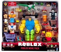 the roblox meme pack is in its package with other action figures and toys