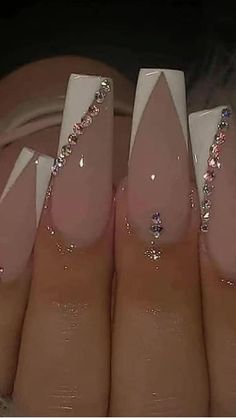 Long Acrylic Nail Designs, Nagel Tips, Colorful Nails, Her Nails, Fake Nails With Glue, Long Acrylic Nails Coffin, Acrylic Nails Coffin Pink, Almond Shape