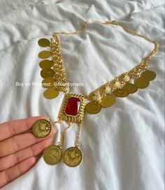 Arab Middle Eastern, Turkish Lira, Coin Jewelry, Red Gem, Dubai Gold Iraqi Jewelry, Arab Jewelry, Arabic Necklace, Set Earrings, Gold Necklace Set, Coin Jewelry, Ethnic Jewelry