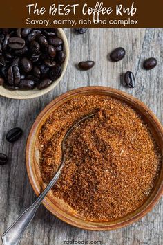 Try this robust, complex and flavorful homemade coffee rub to enhance grilled steak, roasted chicken and so much more.  It makes a delicious BBQ rub or simple dry rub recipe that is so versatile and adds a deep earthy, savory flavor.  Use it on as a fish seasoning for halibut, salmon or even tilapia.  And, no it doesn’t make your recipe taste like an espresso!  It’s low-carb, sugar-free and gluten-free. Coffee Steak Rubs For Grilling, Fodmap Seasonings, Super Bowl Food Recipes, Coffee Rub Recipe, Brisket Rub Recipe, Rub For Chicken, Steak Rub Recipe, Coffee Rubbed Steak, Fish Seasoning