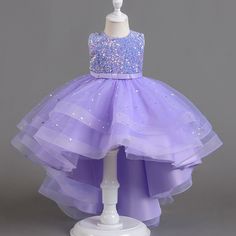 Pageant Trailing Party Dress For Girls Princess Dress Sequin Birthday Dresses Girl Sleeveless Affordable Sleeveless Princess Dress For Birthday, Sparkly Dresses For Kids, Princess Evening Dress, Girls Princess Dress, Birthday Girl Dress, Style Formal, Christmas Party Dress, Girl Princess Dress, Wedding Flower Girl