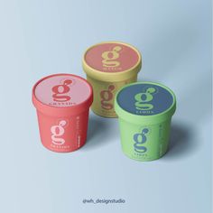 three ice creams are shown on a blue and green background with the words go