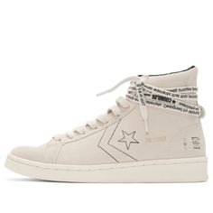 Converse Midnight Studios x Pro Leather Mid 'White' White/Egret/Black Sneakers/Shoes Converse Off White, Blue Shoes Men, Off White Converse, Leather Chuck Taylors, Converse Pro Leather, White Egret, Leather Converse, Men's Converse, Sneakers Converse