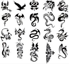 dragon tattoo designs on white background