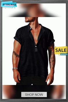 Men's Linen Shirt Summer Shirt Casual Shirt Beach Shirt Henley Spring Summer Short Sleeve Black White Navy Blue Plain Outdoor Street Clothing Apparel Button-down Meditation Clothes, Mens Linen Shirts Summer, Meditation Outfit, Linen Short Sleeve Shirt, Street Clothing, Fitness Wear Outfits, Linen Short Sleeve, Womens Dress Suits, Yoga Shirt