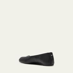 Maison Margiela "Tabi" ballerina flats in sheepskin leather  Features signature split-toe detail  0.17 in / 5 mm flat heel Round toe Slip-on style  Leather outsole Lining: Leather Made in Italy Margiela Tabi Ballerina, Tabi Ballerina, Maison Margiela Tabi, Margiela Tabi, Ballerina Flats, Tops Designs, Split, In Italy, Slip On