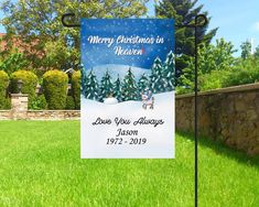 in memory Christmas flag personalized Merry Christmas In Heaven, Cemetery Decorations, Christmas In Heaven, Flag Photo, Side Garden, Memorial Garden, Grave Marker, Flag Stand, Photo Memories