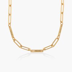 Ivy Name Paperclip Chain Necklace with Diamond - Gold Vermeil - Oak & Luna