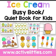 the ice cream busy book / quiet book for kids with pictures of ice creams