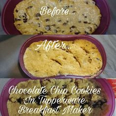 before and after chocolate chip cookies in typewriter breakfast maker