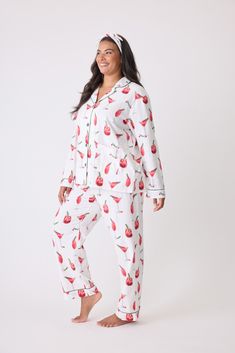 Cheers to celebrating the season in style with our festive 100% cotton flannel pajama set, featuring a cheerful ivory and red cocktail print. This cozy set includes a button-front collared top and matching tie-waist pants for a perfect blend of comfort and cheer. The embroidered sleeve cuffs read “Warm Wishes & Cocktail Kisses,” adding a charming touch to your loungewear. Complete with a matching hair wrap, this set is ideal for cozy nights in or holiday celebrations. Cranberry Cocktails, Red Cocktails, Tie Waist Pants, Red Cocktail, Collared Top, Flannel Pajama Sets, Christmas Pajama Set, Swim Pants, Denim Sweater