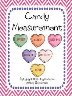 candy measurement game for valentine's day with hearts on the front and back side