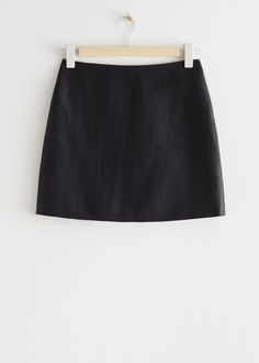 Linen mini skirt with an A-line silhouette. Length of skirt: 40.5cm / 15.9" (EU 36 / UK 10 / US 4) Linen Mini Skirt, Black Mini Skirt, Black Linen, Fashion Story, Lingerie Fashion, Linen Blend, The Black, Access Denied, Mini Skirt