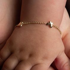 Description: 14k Solid Gold Butterfly Nature Kid Girl Baby Bracelet Item No.: T106 Metal Type: 14k Gold (Stamped 14k) Stones: Enamel Measurement: 5" Adjustable. Chain Width: 1mm. Charm Size: 5mm Est. Weight: 1.3 Grams Brand New Made To Order. Please Allow 2-5 Days To Be Shipped Baby Jewelry Gold Boys, Dainty Personalized Yellow Gold Bracelet, Personalized 14k Yellow Gold Name Bracelet, Adjustable Yellow Gold 14k Rosary Bracelet, Adjustable 14k Yellow Gold Rosary Bracelet, 14k Yellow Gold Bracelet For Personalized Gift, Adjustable Gold Rosary Bracelet For Birthday, Personalized Hypoallergenic Yellow Gold Name Bracelet, Personalized Dainty Yellow Gold Bracelet