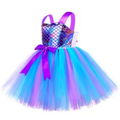 Princess Style Fairy Dress For Summer Party, Princess Style Summer Fairy Dress For Party, Summer Party Princess Fairy Dress, Blue Tulle Princess Dress For Party, Multicolor Fairy Dress For Dress-up, Purple Sleeveless Dress For Pageant, Purple Princess Sleeveless Dress, Princess Style Fairy Dress For Summer Costume Party, Fairy Style Summer Dresses For Costume Party