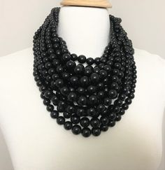 Black Multi-strand Necklaces For Formal Occasions, Black Multi-strand Jewelry For Evening, Formal Multi-strand Black Beaded Necklaces, Formal Black Multi-strand Beaded Necklaces, Formal Multi-strand Black Beaded Necklace, Formal Black Multi-strand Beaded Necklace, Formal Black Multi-strand Jewelry, Black Multi-strand Necklace, Elegant Black Multi-strand Beaded Necklaces