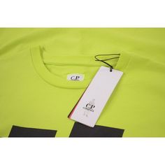 C.P. Company Yellow L Yellow Sporty Top With Logo Print, Casual Crew Neck Neon Yellow Top, Casual Neon Yellow Crew Neck Top, Yellow Cotton Tops With Logo Print, Company Shirts, C P Company, Shirt Short Sleeve, Neon Yellow, Yellow Black