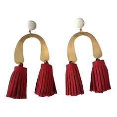 These statement earrings are sure to turn heads - vegan suede tassels - acrylic - stainless steel post - lightweight - available in 4 colors 2.7 inches - made in Oakland. CA Chic Tassel Earrings With Fringe As Gift, Chic Tassel Earrings With Fringe For Gift, Fringe Drop Tassel Earrings As Gift, Fringe Tassel Drop Earrings As Gift, Chic Dangle Tassel Earrings As Gift, Gift Tassel Drop Earrings With Fringe, Chic Tassel Earrings As A Gift, Elegant Adjustable Tassel Drop Earrings, Elegant Red Tassel Drop Earrings