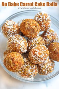 no bake carrot cake balls in a glass bowl