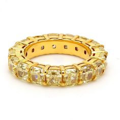 Ninacci 18K Yellow Gold Fancy Yellow Diamond Eternity Band - 6.89 Carat Total Diamond Weight - Size 4.75 White Gold Jewelry With Brilliant Cut Yellow Sapphire, Luxury Yellow Sapphire Round Jewelry, Formal Yellow Jewelry With Single Cut Diamonds, Fine Jewelry With Single Cut Yellow Diamonds, Yellow Diamond Baguette Cut Jewelry, Yellow Diamond Jewelry With Single Cut Diamonds, Classic Yellow Jewelry With Single Cut Diamonds, Luxury Yellow Sapphire Round Cut Jewelry, Oval Yellow Sapphire Jewelry With Brilliant Cut