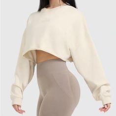 Brand New With Tags!! Oner Active Raw Lounge Crop Sweatshirt / Nwt / Color: Off White / Size: S Cropped Crewneck Sweatshirt With Oversize Silhouette And Over Size Sleeves. Add A 90s Spin To Your Look With The Raw Lounge Crop Sweatshirt. This Throw-On Top Is Made From Lightweight Cotton Fleece That Has A Washed Finish For A True Worn-In Feel. Lightweight Cropped Sweatshirt Made From Marble-Washed Cotton Fabric Rib Neckline For Comfort Ribbed Cuffs With Coverstitch Detailing Raw Edge Hem For A Vin Oner Active, Cropped Crewneck, Over Size, Cropped Sweatshirt, 2024 Vision, Oversized Silhouette, Ribbed Neckline, Crop Sweatshirt, Cotton Fleece