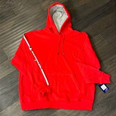 Brand New With Tags. Authentic Item. Red Cotton Hoodie With Double-lined Hood, Red Crew Neck Sweatshirt With Double-lined Hood, Red Cotton Sweatshirt With Double-lined Hood, Sporty Red Top With Double-lined Hood, Aztec Hoodie, Navy Blue Hoodie, Team Red, Hoodie Xxl, Champion Reverse Weave