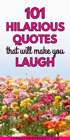 colorful flowers with the words 101 hilarious quotes that will make you laugh on it's side