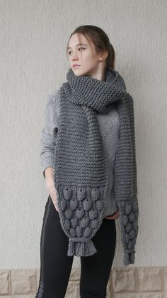 "Oversized scarf is a great accessory for cold season. It is warm, pleasant to skin and looks trendy. It can be a nice gift for your friend or family. You can also order a set of scarf and a headband https://www.etsy.com/listing/937427720/set-of-headband-and-scarf-winter-set?ref=shop_home_active_1&frs=1 Dimensions: Length: 255cm (100\") Wight: 26cm (10\") Available in red and charcoal colors. You can add any color you like (custom color). For all questions, please, message me. I am always he Casual Gray Winter Scarf, Handmade Knit Scarves For Winter, Casual Hand Knitted Winter Scarves, Casual Hand Knitted Winter Scarf, Handmade Casual Acrylic Scarves, Casual Handmade Acrylic Scarves, Handmade Acrylic Casual Scarves, Chunky Knit Acrylic Scarf For Winter, Chunky Knit Scarves For Winter Cold Weather