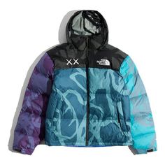 THE NORTH FACE x KAWS Retro 1996 Nuptse Jacket 'Monterey Blue' NF0A7WLU-75S Blue Techwear Winter Outerwear, Blue Techwear Outerwear For Winter, Blue Winter Techwear Outerwear, Blue Techwear Windbreaker For Winter, Blue Windproof Outerwear For Streetwear, Blue Puffer Jacket With Detachable Hood For Outdoor Activities, Blue Windproof Techwear Outerwear, Blue Windbreaker With Detachable Hood For Streetwear, The North Face Winter Windbreaker For Outdoor