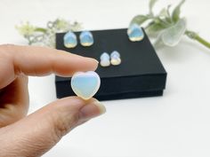 Stone ear plugs, Heart Shaped Opalite ear Plugs Showcase your unique ear piercing jewelry and your personality with these heart shaped Opal ear plugs! The ear plugs will feel light on your skin and fits comfortably. Stone plug earrings are a great choice for casual or more formal occasions, especially for people with sensitive skin. Great gifting choice as it comes in a gift box for yourself or your friends and family members on special occasions such as holidays, birthdays, weddings, Christmas, Ear Stretchers, Unique Ear Piercings, Ear Piercing Jewelry, Belly Button Jewelry, Stone Plugs, Plug Earrings, Crystal Hair Pins, Wedding Hair Clips, Silver Ear Cuff