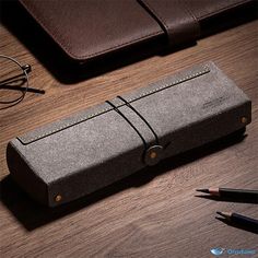 OrcaJump - Vintage Leather Pencil Case Rectangular Protective Pencil Case For Daily Use, Portable Pencil Case For Daily Use, Portable Leather Pencil Case, Portable Leather Rectangular Pencil Case, Portable Rectangular Leather Pencil Case, Rectangular Protective Pencil Case For Storage, Portable Pencil Case For Personal Use, Pencil Case With Pen Holders For Storage, Rectangular Pen Holder Case For Daily Use