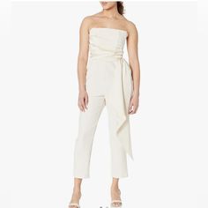 Nwot Steve Madden Harlen Jumpsuit Spring Formal Strapless Jumpsuit, Chic Spring Pantsuit With Tie Waist, Chic Strapless Jumpsuit For Spring Formal, Spring Evening Jumpsuits And Rompers With Tie Waist, Evening Jumpsuits And Rompers With Tie Waist For Spring, Fitted Strapless Jumpsuit For Spring Evening, Elegant Jumpsuits And Rompers With Tie Waist, Fitted Strapless Jumpsuit For Spring Formal, Fitted Formal Jumpsuits And Rompers For Spring