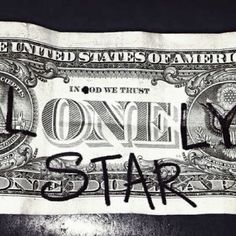 an old one dollar bill with the words, i love you star written on it