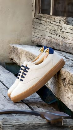 The Ridge Ave. Sneaker No. 5859 | Robert August Papaya For Skin, Navy Blue Heels, Footwear Collection, Men's Sneakers, Stylish Shoes, Black Laces, Classic Man, Individual Style, Suede Heels