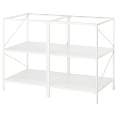 a white shelf with three shelves on each side