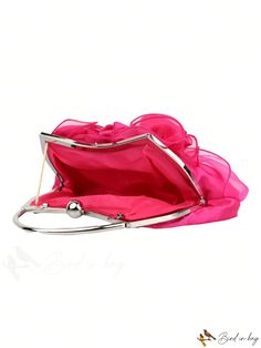 BirdinBag - Glamorous Satin Flower Decor Bag - Perfect for Party, with Top Handle and Chain Spring Formal Shoulder Evening Bag, Spring Formal Evening Shoulder Bag, Chic Pink Party Bag, Rectangular Shoulder Bag For Spring Events, Pink Party Shoulder Bag With Chain Strap, Spring Party Pouch Shoulder Bag, Spring Evening Pouch Bag, Pink Shoulder Bag With Detachable Strap For Party, Pink Shoulder Bag With Chain Strap For Party