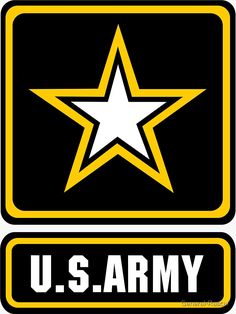 the u s army logo is shown in black and yellow with a star on it