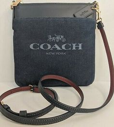 Find many great new & used options and get the best deals for COACH Denim Jacquard Kitt Crossbody Messenger Bag Handbag Leather Navy NEW at the best online prices at eBay! Free shipping for many products! Designer Canvas Crossbody Bag, Designer Shoulder Bag With Snap Closure For Everyday Use, Coach Canvas Shoulder Bag For Everyday, Coach Rectangular Shoulder Bag With Snap Closure, Coach Canvas Bag With Leather Trim, Coach Canvas Bag With Removable Pouch, Coach Canvas Shoulder Bag, Coach Crossbody Bag With Leather Trim, Coach Shoulder Bag With Leather Trim