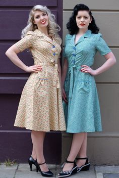 1940s Party, 40s Style Dresses, Forties Fashion, Fashion 40s, Victory Rolls, 40s Style, 40s Dress, Dresses 40s