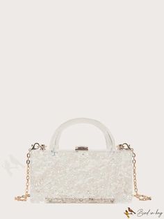 BirdinBag - Compact Transparent Chain Bag Elegant Clear Square Bag, Chic Clear Shoulder Bag, Elegant Shoulder Bag With Clear Strap, Elegant Bags With Clear Strap For Daily Use, Elegant Bag With Clear Strap For Daily Use, Chic Shoulder Bag With Clear Strap, Clear Rectangular Bag With Detachable Strap, Chic Rectangular Shoulder Bag With Clear Strap, Trendy Clear Fashion Bags